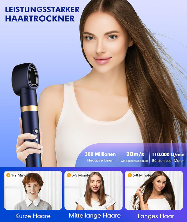 Homdigrk Air Styler Haarstyler 6-in-1,1300W Warmluftbürste Set Mit 110000 U/Min Haartrockner,Curly A