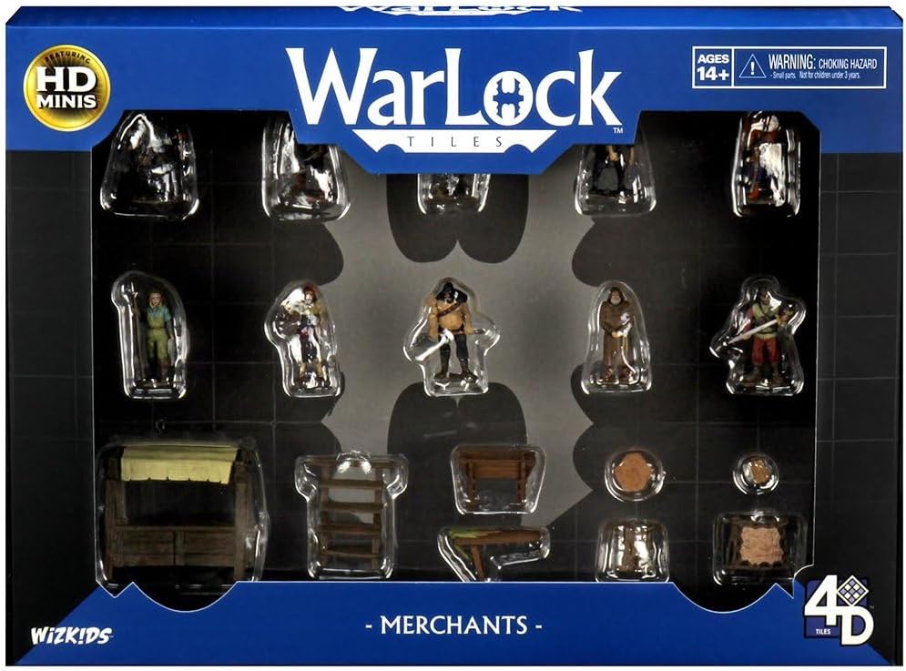 WizKids , Warlock Tiles: Accessory - Merchants, 1 + Players, Ages 12+, 30 to 60 Minutes Playing Time