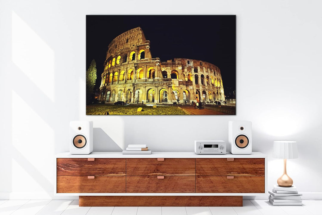 deyoli Kolosseum in Rom Format:90x60 cm als Leinwandbild, Motiv fertig gerahmt auf Echtholzrahmen, H