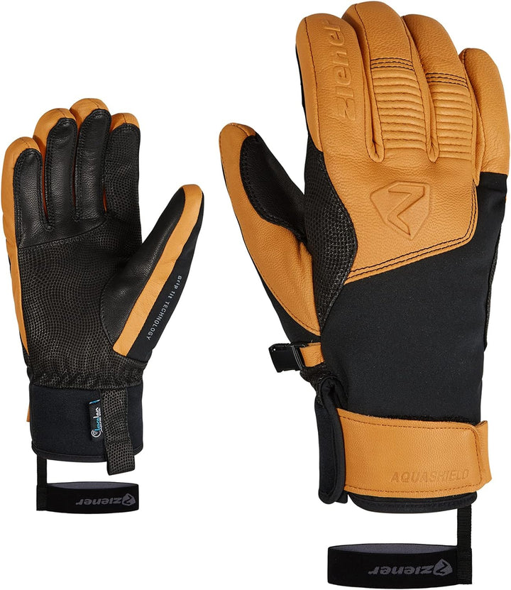 Ziener Herren Ganzenberg Ski-Handschuhe/Wintersport, wasserdicht, atmungsaktiv, Alpine Wool 11 black
