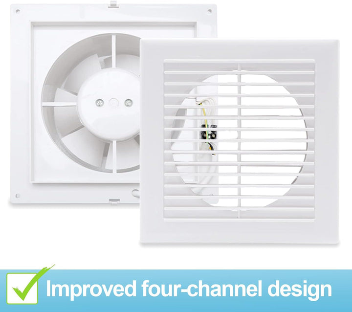 Randaco Badlüfter 100mm mit Nachlauf,Ventilator Abluft mit Rückstauklappe,Bad Lüfter für Badezimmer