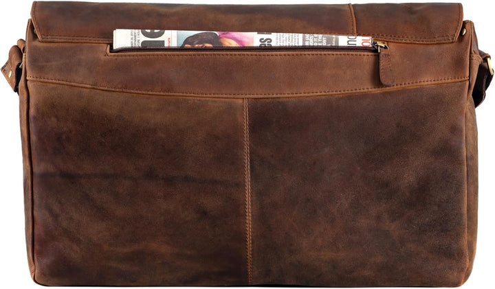 STILORD 'Maximus' XXL Ledertasche riesige Umhängetasche Unitasche 17 18 19 21 Zoll Laptop Aktentasch