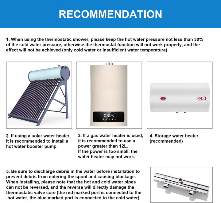 BONADE Duschsystem mit Thermostat Regendusche Duschkopf aus 304 Edelstahl, Duscharmatur Komplettset