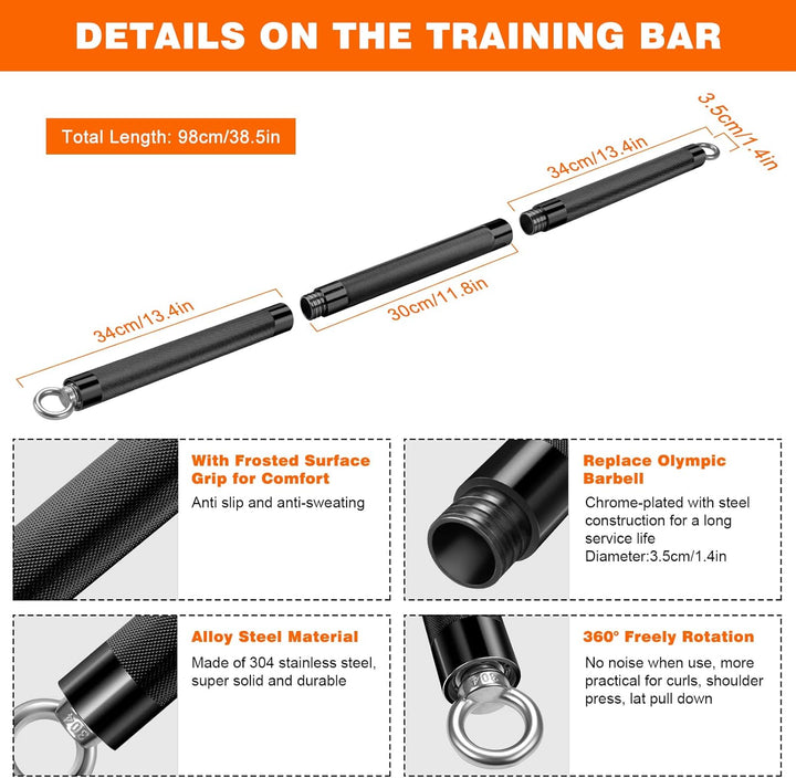 DASKING Fitnessbänder Widerstandsbänder Stange, Fitnessgeräte für Zuhause, 75cm/90cm/98cm Abnehmbare