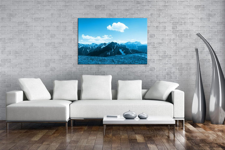 deyoli Traumhafte Berglandschaft Format 80x60 Effekt: Monocrome Blau als Leinwandbild, Motiv fertig