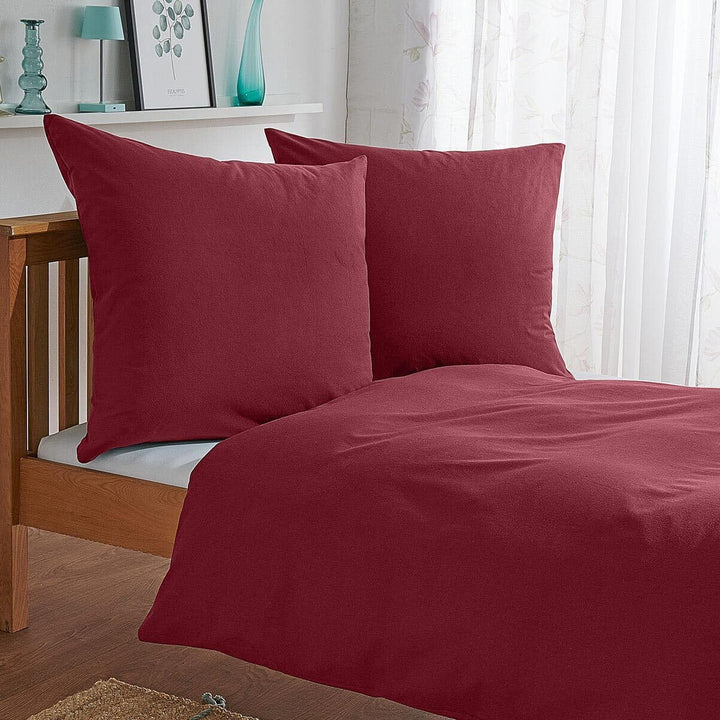 Traumschlaf Uni Biber Bettwäsche Bordeaux, 1 Bettbezug 200 x 200 cm + 2 Kissenbezüge 40 x 80 cm Bord