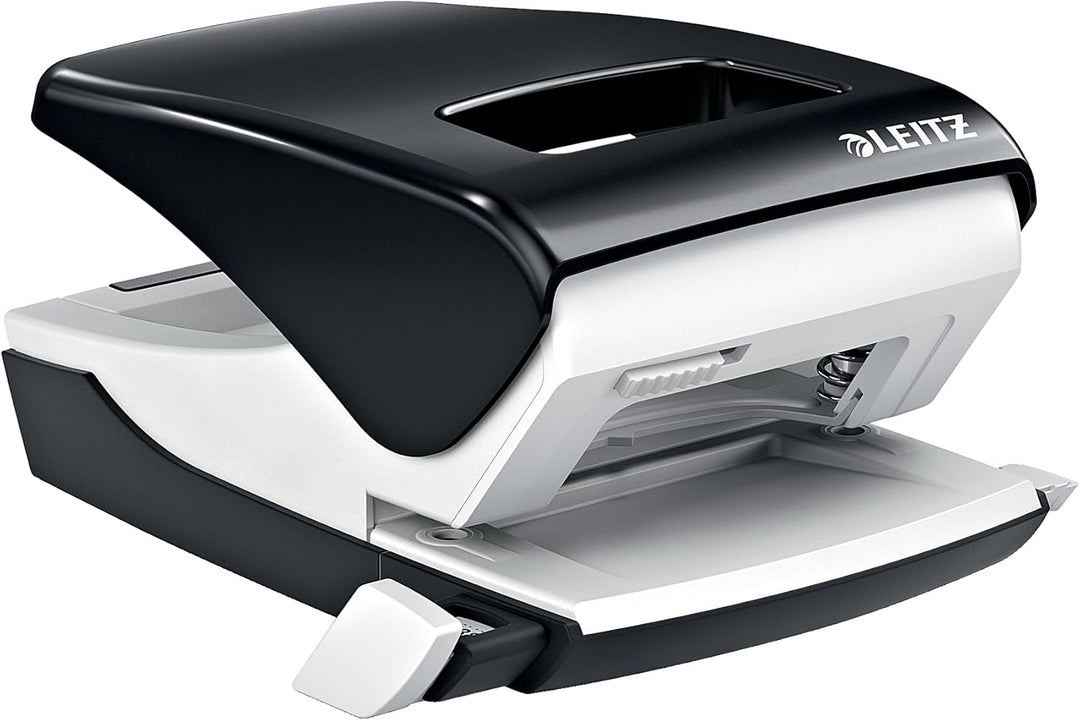 Leitz Starker Büro Locher aus Metall, Für 40 Blatt, Anschlagschiene mit Formatangaben, Ergonomisches