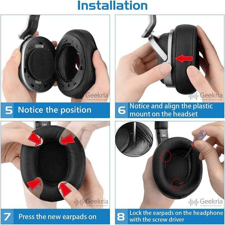Geekria Ohrpolster + Stirnband Kompatibel mit Sony MDR-HW700, MDR-HW700DS Kopfhörer Ersatz Ohrpolste