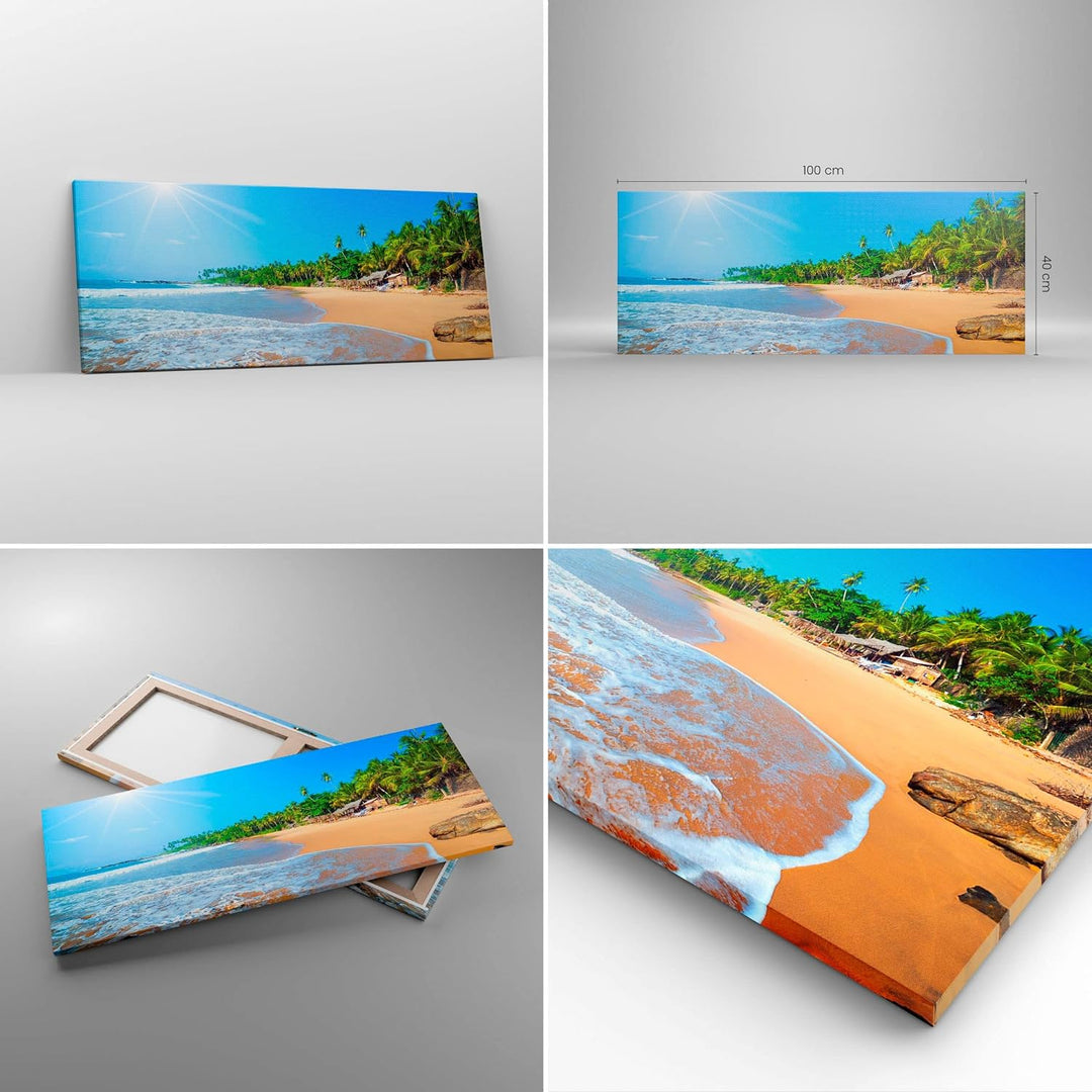Bilder auf Leinwand 100x40cm Leinwandbild Insel Landschaft Maledivie Freiheit Gross Wanddeko Bild Sc