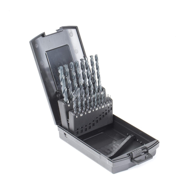 STIER Spiralbohrer Set HSS-R, 19-tlg (1-10 mm), Metallbohrer Satz, Stahlbohrer Satz, selbstzentriere