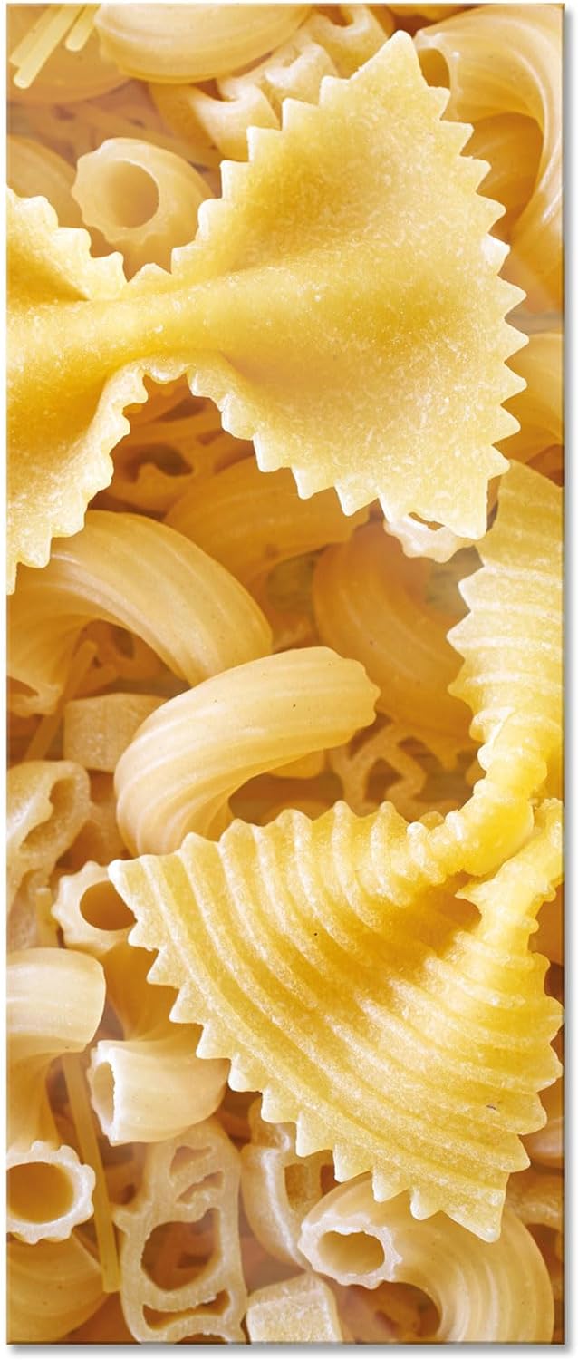 Glasbild Panorama | Wandbild aus Echtglas | Nudeln Pasta Italia Mischung | 100x40 cm | inkl. Aufhäng