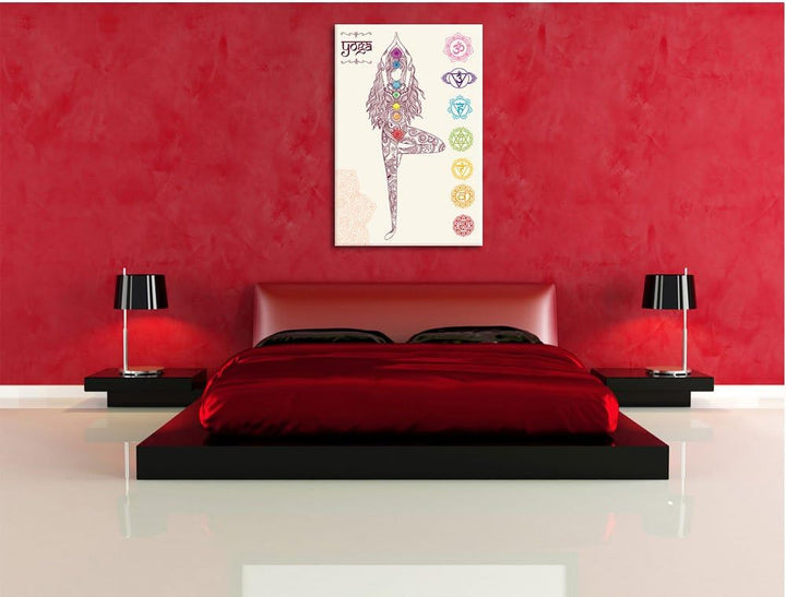 Pixxprint Yogafigur in der Tree Pose als Leinwandbild/Grösse: 100x70 cm/Wandbild/Kunstdruck/fertig b