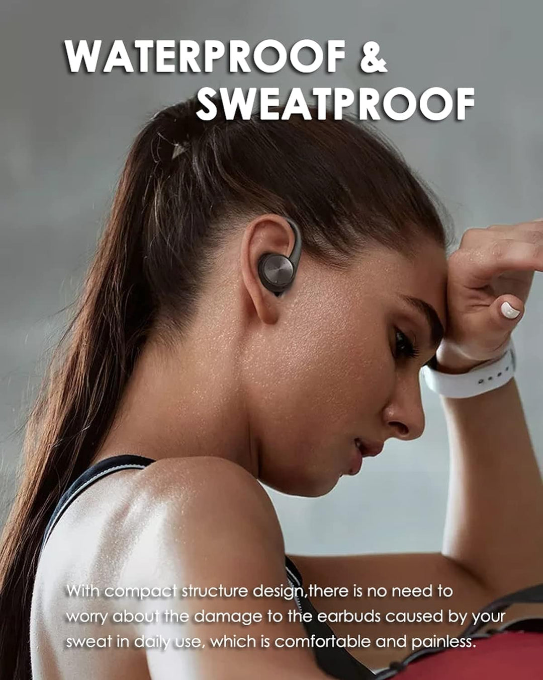 Xmenha Kabellose Kopfhörer mit Ohrhaken wasserdichte Sportkopfhörer Bluetooth Noise Cancelling Ohrhö