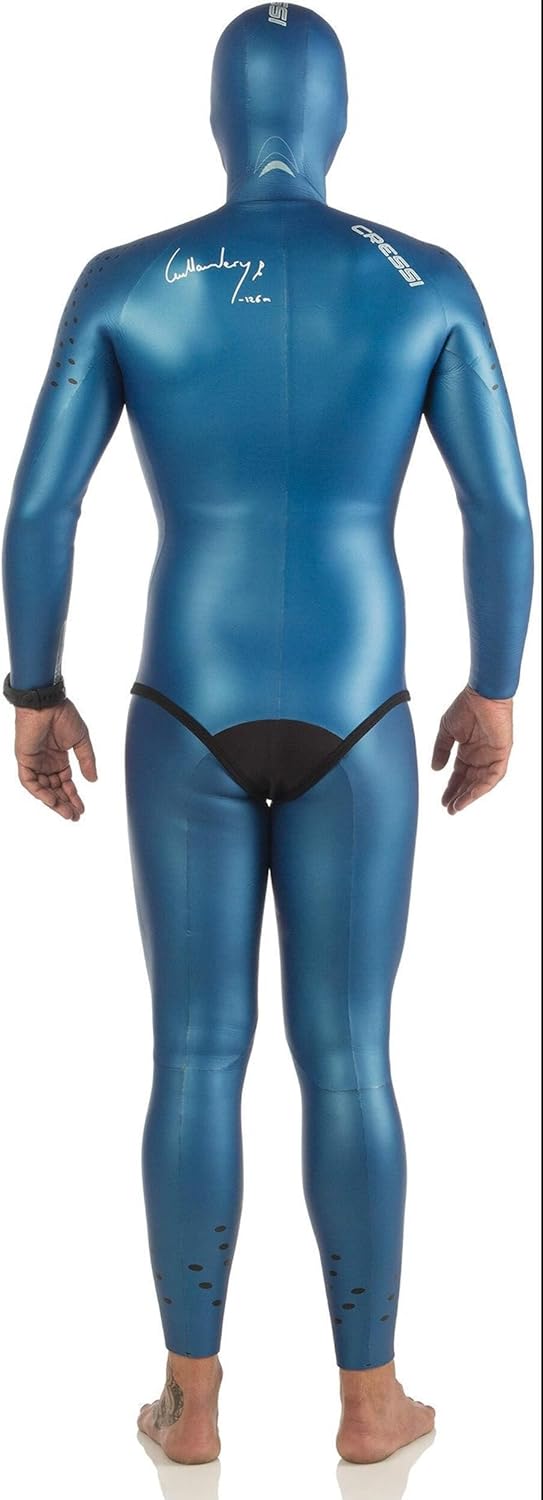 Cressi Free Man - Herren Apnoe-Neoprenanzug aus 3,5 mm glattem Neopren, Metallisch Blaue Farbe, L