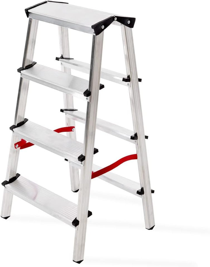 Aluleiter Zweiseitige Haushaltsleitern EN131 Stehleiter 2x2 2x3 2x4 Stufen 150KG (2x4-150)