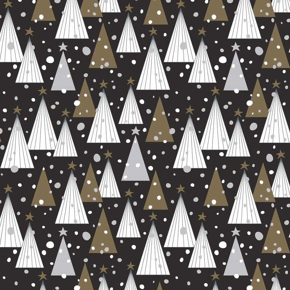 Clairefontaine 211921C - Rolle Geschenkpapier Alliance 50mx0m70, 60g, Tannenbaum mit schwarzem Hinte