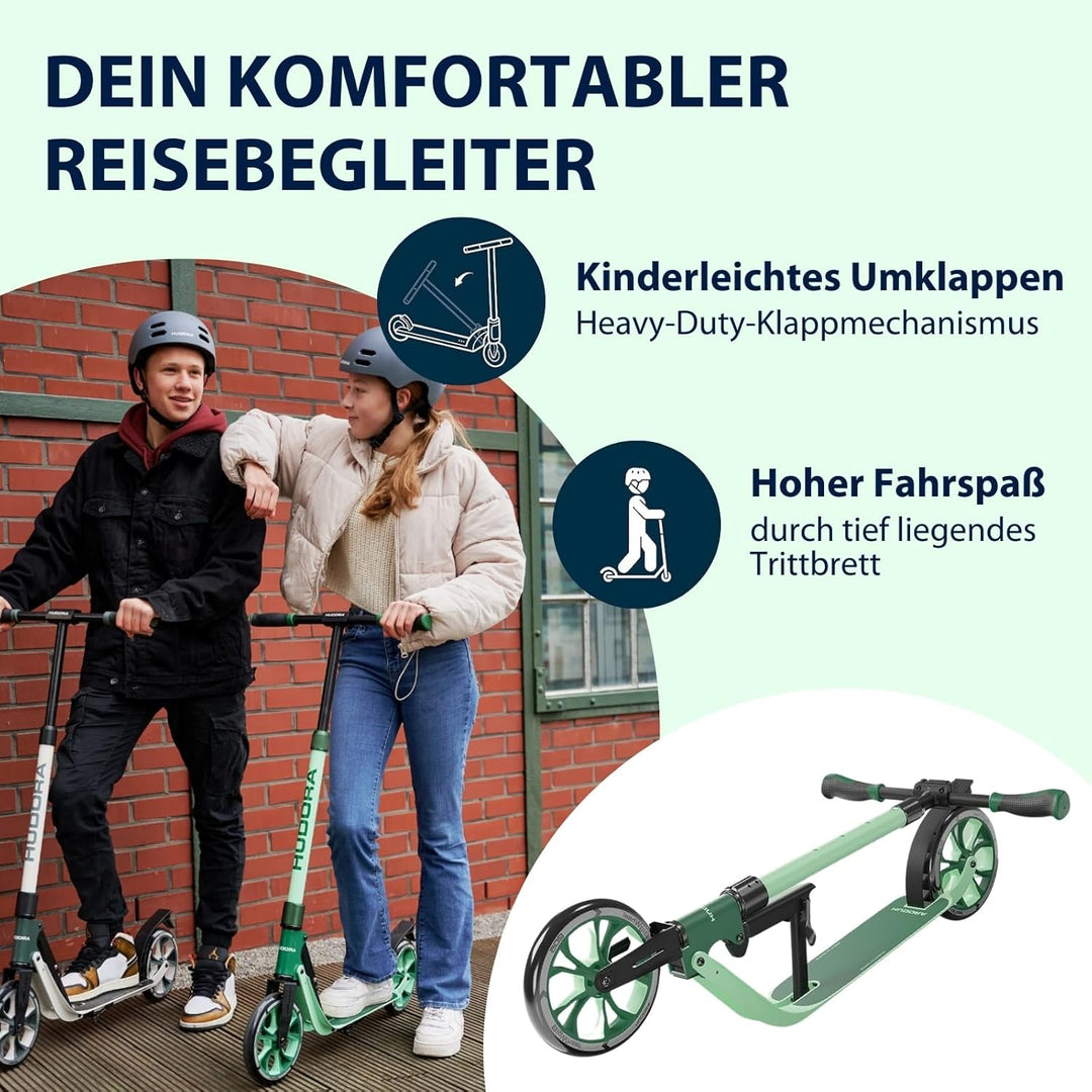 HUDORA BigWheel® 205 Advanced Scooter - Komfortabler Aluminium-Roller für bis zu 100kg - Höhenverste