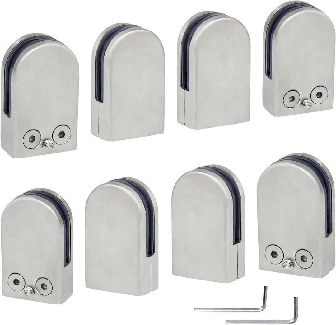 (Verbesserte Version) 8 x Edelstahl Stainless Steel 304 Klemmhalter Glasklemme Glasklemmhalter Glash