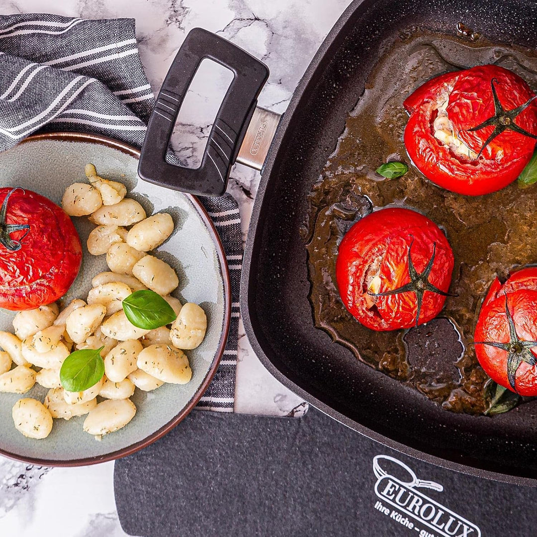 Eurolux Guss-Kasserolle 28x28 cm Induktion Set mit Deckel - 10 cm hohe quadratische Bratenkasserolle