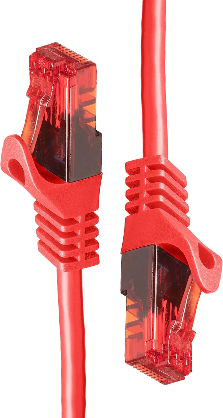 BIGtec - 5 Stück - 50m Gigabit Netzwerkkabel Patchkabel Ethernet LAN DSL Patch Kabel rot (2x RJ-45 A