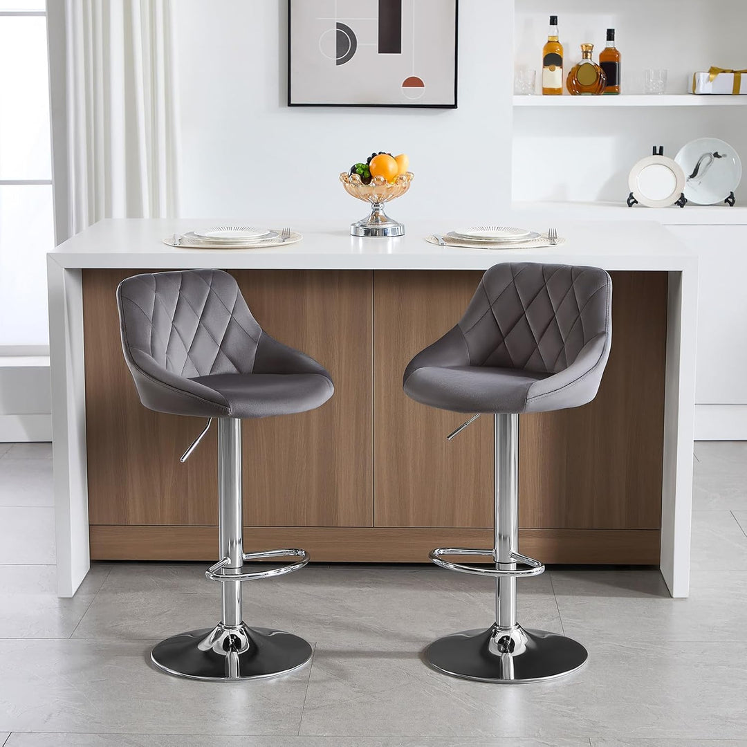 WOLTU Barhocker, Hocker höhenverstellbar drehbar, gepolsterter Samtsitz, mit Rückenlehne Fussstütze,