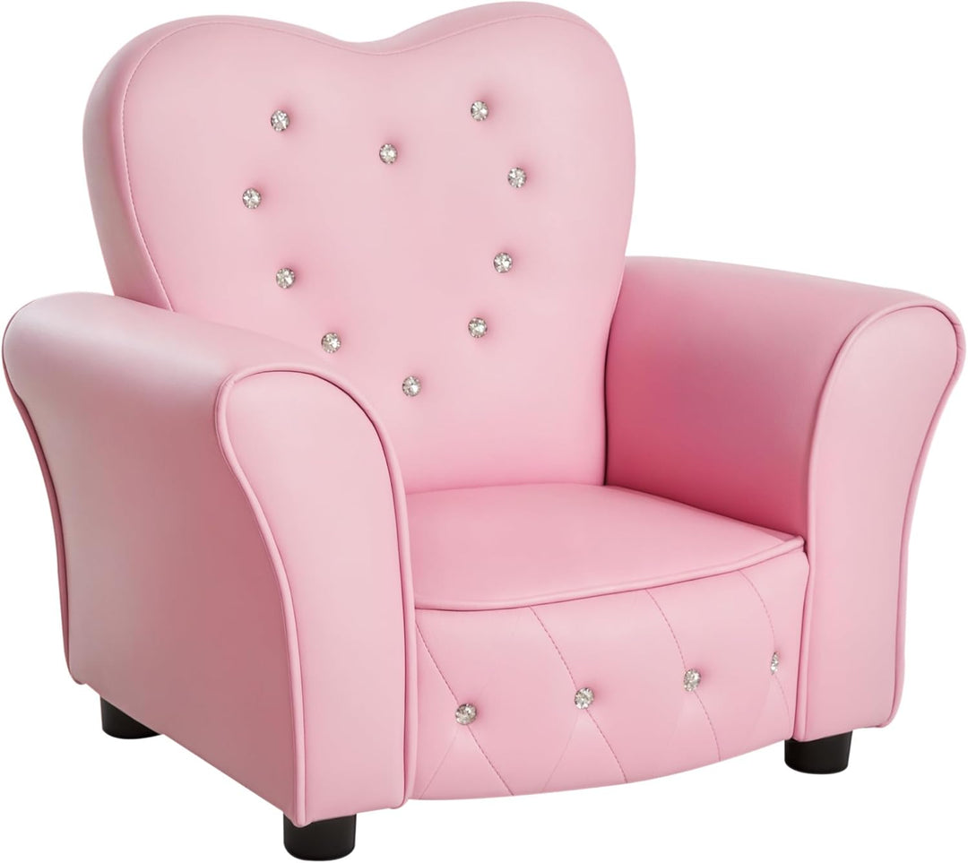 HOMCOM Kindersofa Kindersessel Prinzessin Minisofa Kinderzimmer Sofa herzförmig Rosa L59 x B41,5 x H
