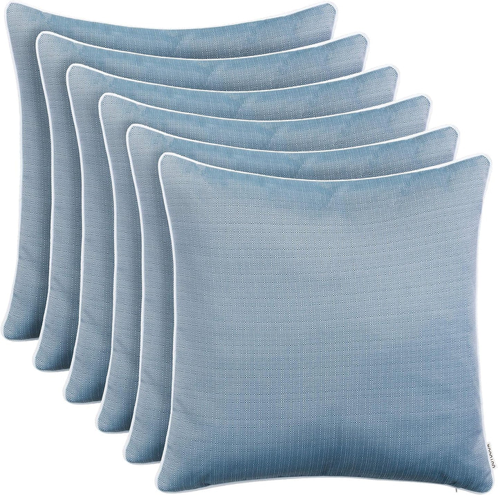 Brandsseller 6er Set Outdoor Kissen 45x45 cm – Wetterfeste Zierkissen mit Paspel in Walzoptik – Wass