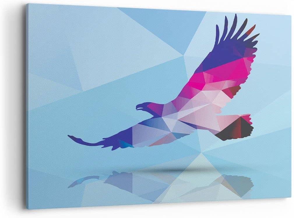 Bilder auf Leinwand 100x70cm Leinwandbild Eagle Illustration modern Grafik Gross Wanddeko Bild Schla