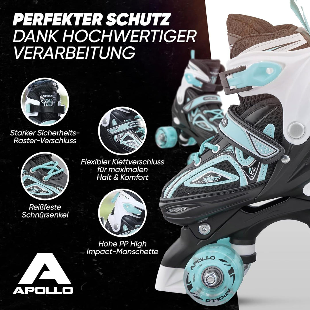 Apollo Super Quad X Pro | verstellbare Rollschuhe für Kinder | komfortable, grössenverstellbare LED