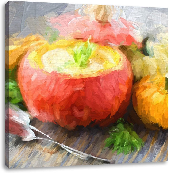 Gourmet Kürbissuppe, Format: 70x70 als Leinwandbild, tolle Bilder fertig auf Holzrahmen gespannt, Ku