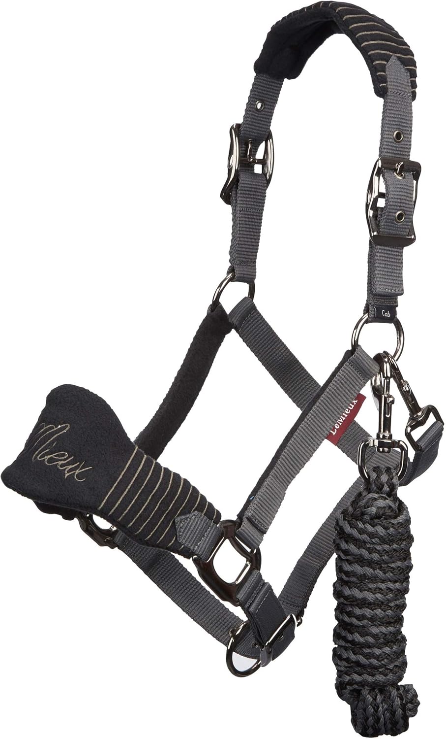 LeMieux Vogue Fleece Headcollar and Leadrope Halfter Volle Grösse schwarz / grau, Volle Grösse schwa