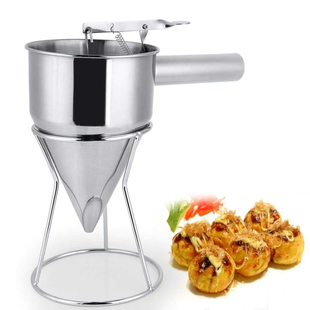 Pancake Batter Dispenser aus Edelstahl, Trichterspender mit Ständer für Takoyaki und Backen