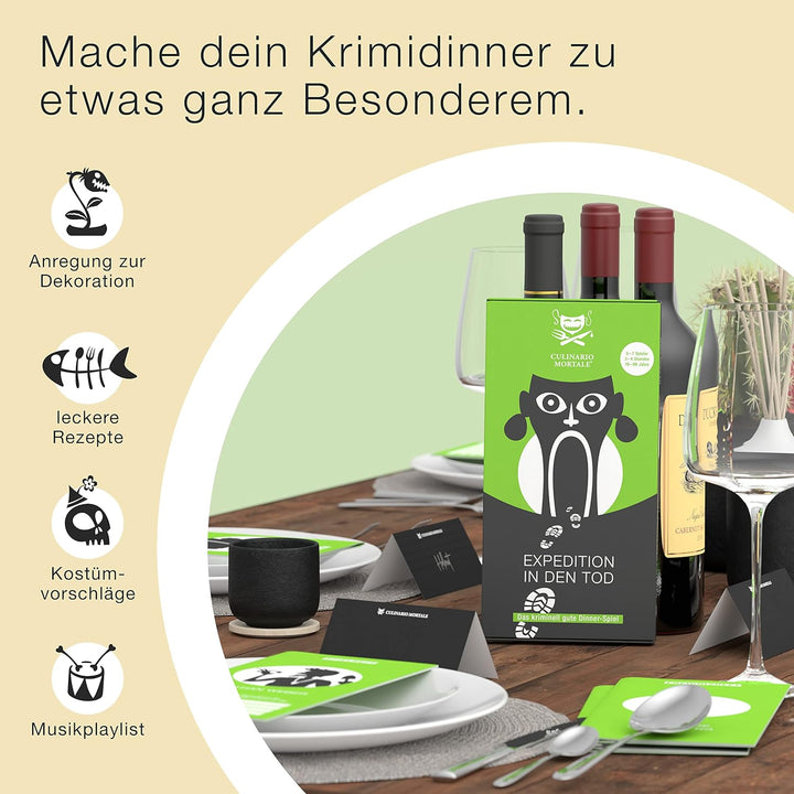 CULINARIO MORTALE® – Expedition in den Tod - Krimidinner für Zuhause für 5 bis 7 Personen - unterhal