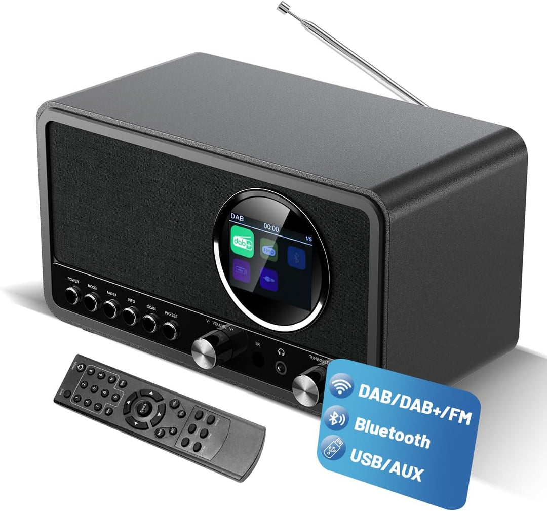 DAB Plus Radio mit Bluetooth,DAB+ / FM Radio mit Fernbedienung und Netzbetrieb,Digitalradio Küchenra