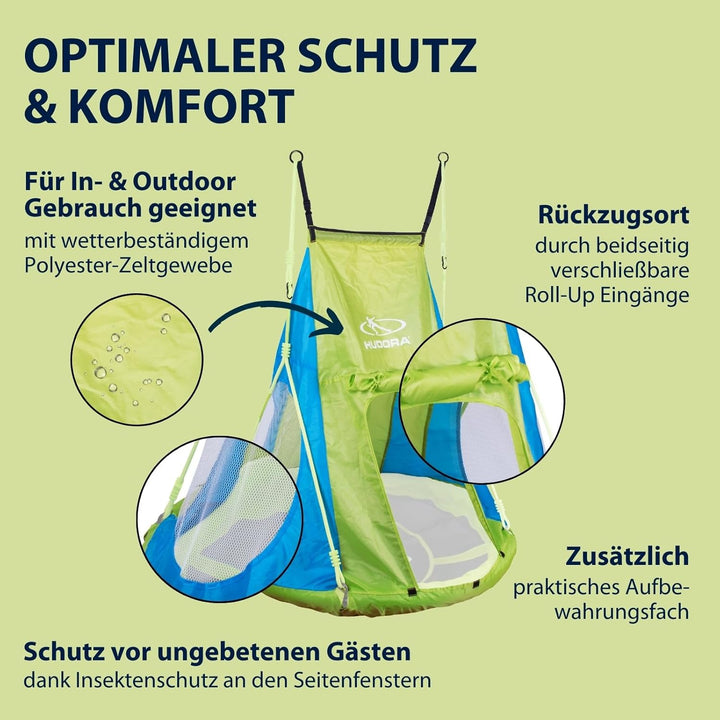 HUDORA Zelt für Nestschaukel Cosy Castle | Ergänzung für Gartenschaukel | Schnell & einfach angebrac