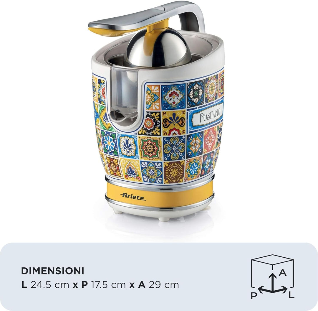 Ariete 413, Positano Zitruspresse, elektrische Zitruspresse mit professionellem Hebel, 2 Kegel für g