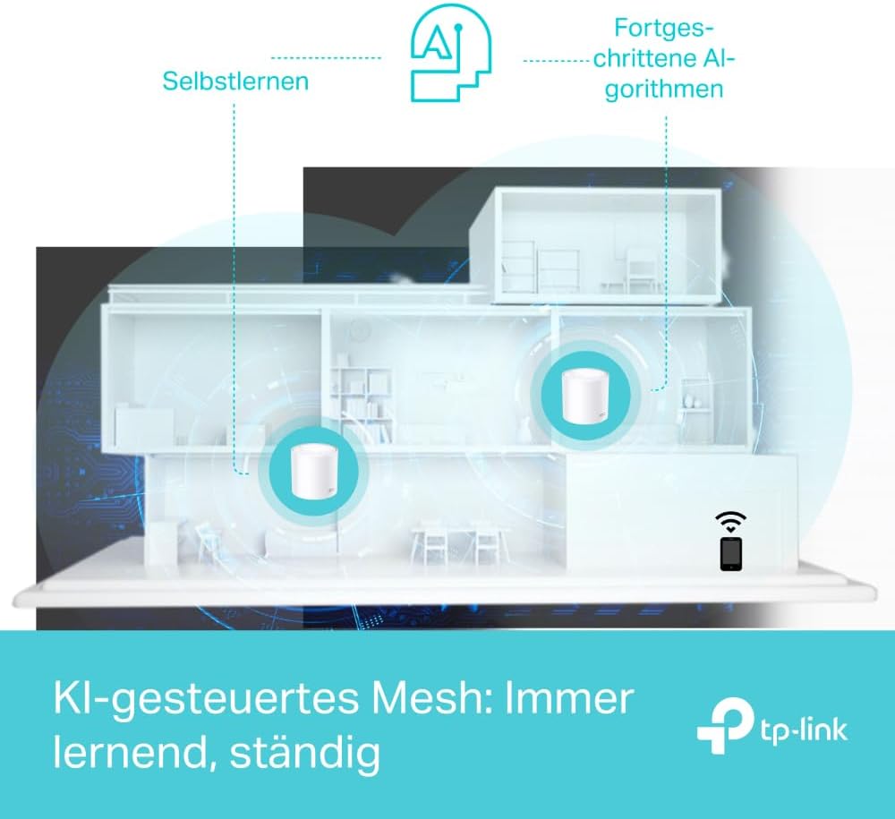 TP-Link Deco X50 Mesh WLAN Set (3 Pack), Wi-Fi 6 AX3000 Dual Band Router & Repeater, 3x Gigabit Port