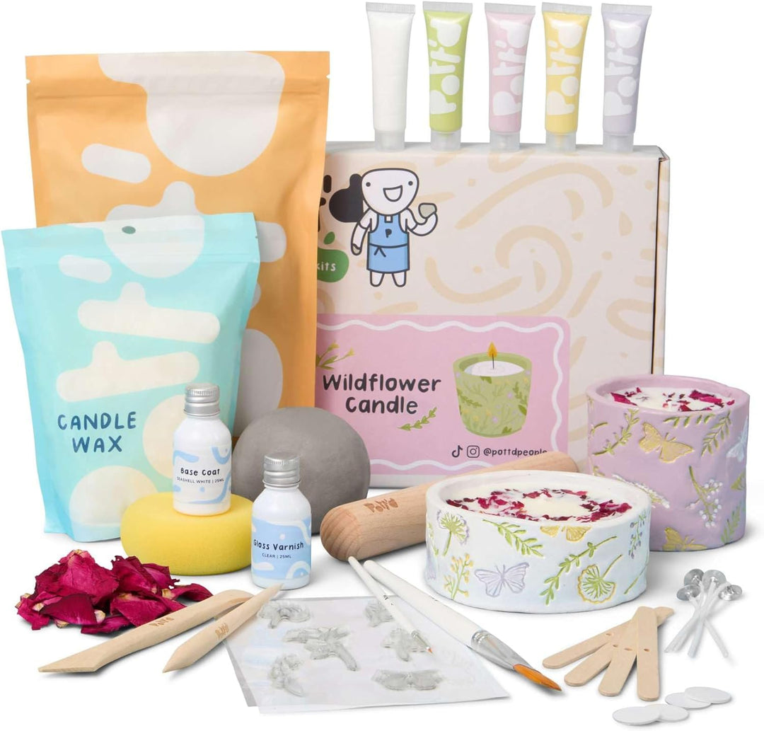 Pott'd Mini-Töpfer-Sets | Lufttrocknendes Töpferset für Erwachsene | Mit Farben, Töpferwerkzeugen un