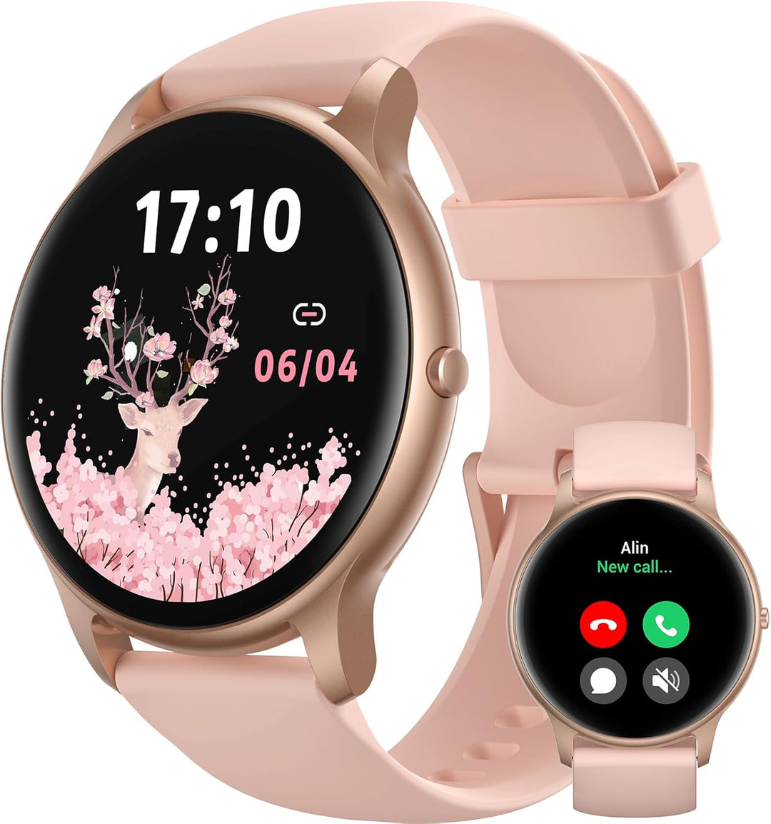 Parsonver Smartwatch Damen mit Telefonfunktion, Fitness-Tracker mit Herzfrequenz Schlafmonitor, 1.32