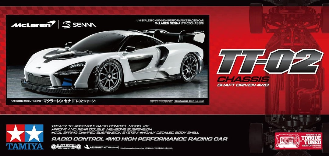 Tamiya 58711 1:10 RC McLaren Senna TT-02 - ferngesteuertes Auto, RC Fahrzeug, Modellbau, Bausatz zum