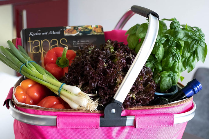 Brandsseller Einkaufskorb 26 Liter Faltbarer Kühlkorb mit Deckel Einkaufstasche Picknickkorb mit Rei