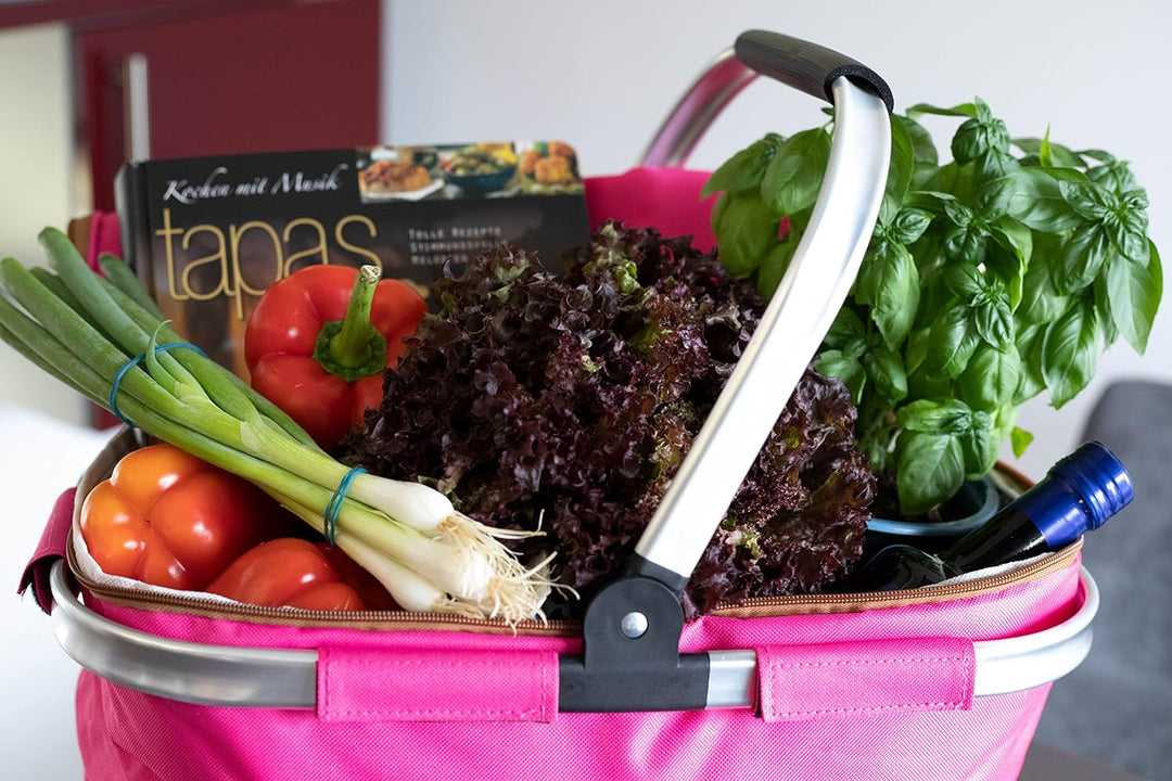 Brandsseller Einkaufskorb 26 Liter Faltbarer Kühlkorb mit Deckel Einkaufstasche Picknickkorb mit Rei