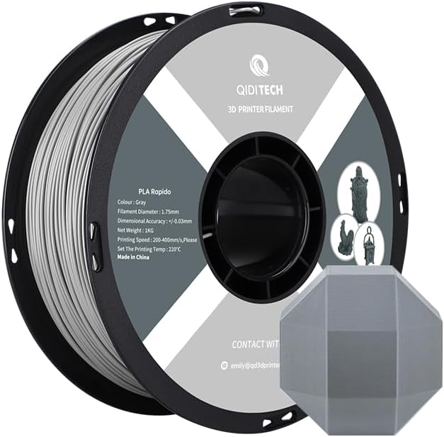 QIDI TECH PLA Rapido Filament 1.75mm, 3D Drucker Filament PLA, geeignet für Hochgeschwindigkeitsdruc