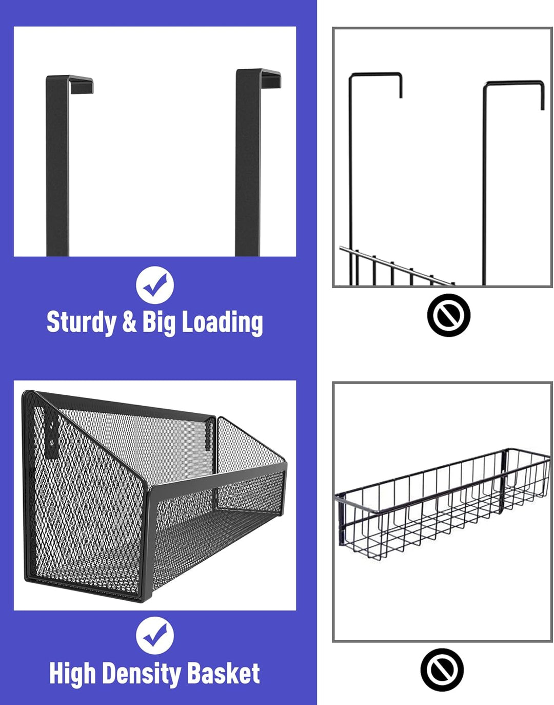 ENONCI Türhaken Zum Einhängen 15 Kleiderbügel Hakens mit 2 Mesh Korb über Tür Lagerung Rack, Kleider