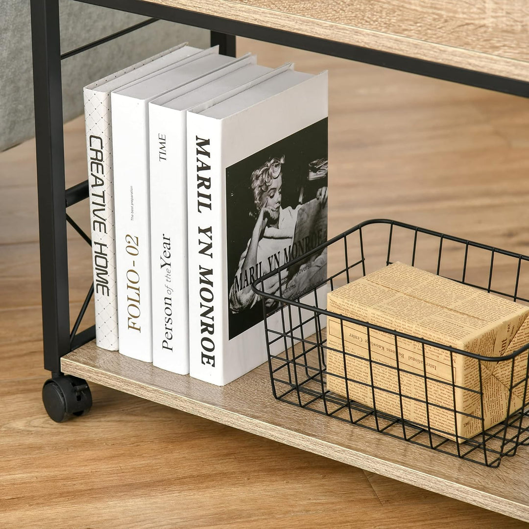 HOMCOM Beistelltisch Servierwagen mit Rädern Küchenwagen Kaffeetisch mit Schublade Ablage Sideboard