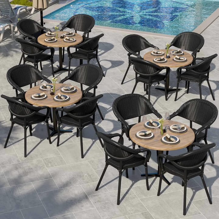 GGMMÖBEL WERZA | Werzalit Tischplatte | Eiche | Ø 60 cm | Topalit Gartentischplatte | Perfekt für kl