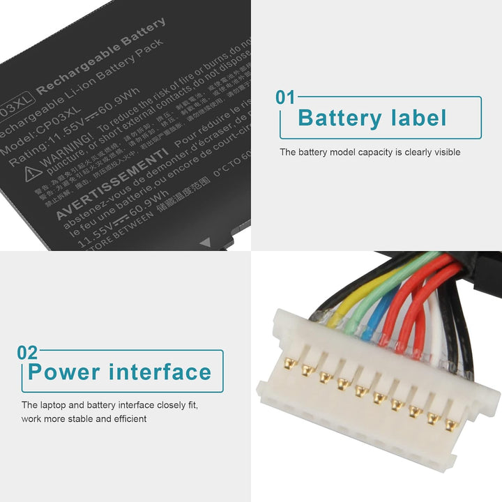 ASUNCELL 60.9Wh CP03XL Laptop Akku für HP Spectre 13 X360 13-ae000 13-ae049ng 13-ae040ng 13-ae006no