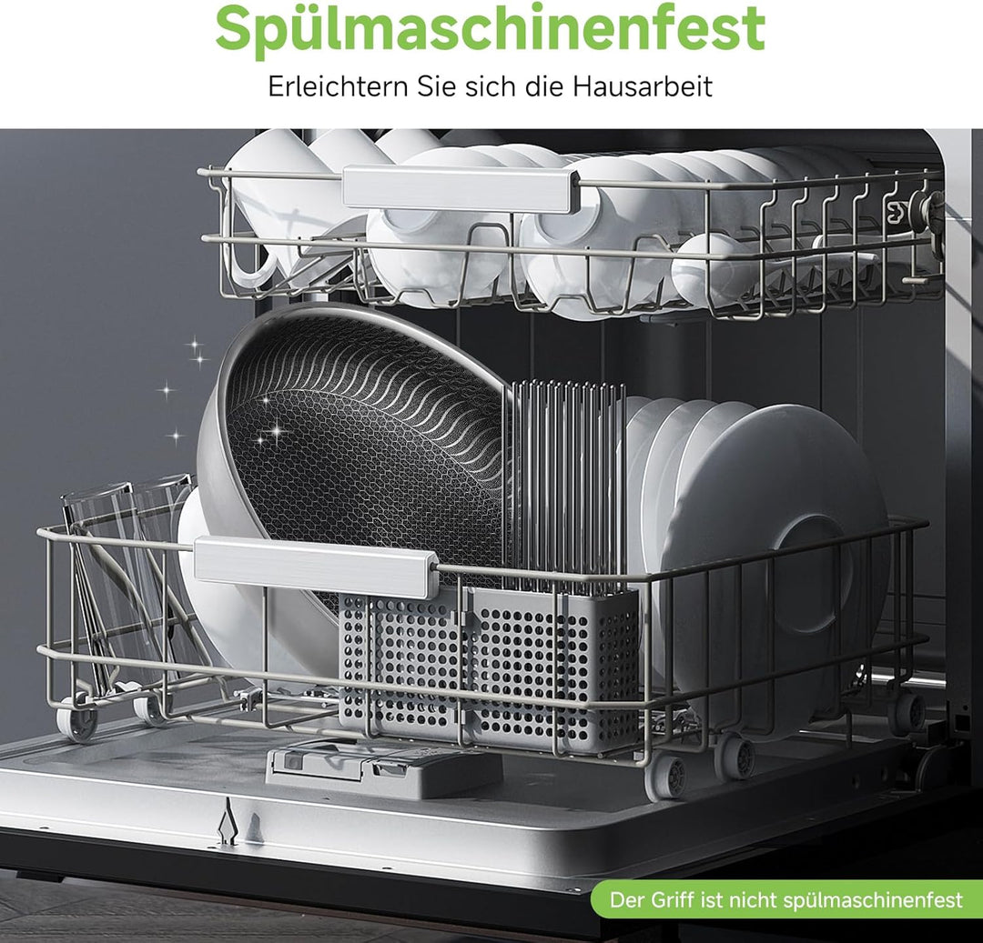 AMZCHEF Edelstahl-Bratpfanne, antihaftbeschichtete 3-lagige Induktionskochpfanne mit Griff, 24cm