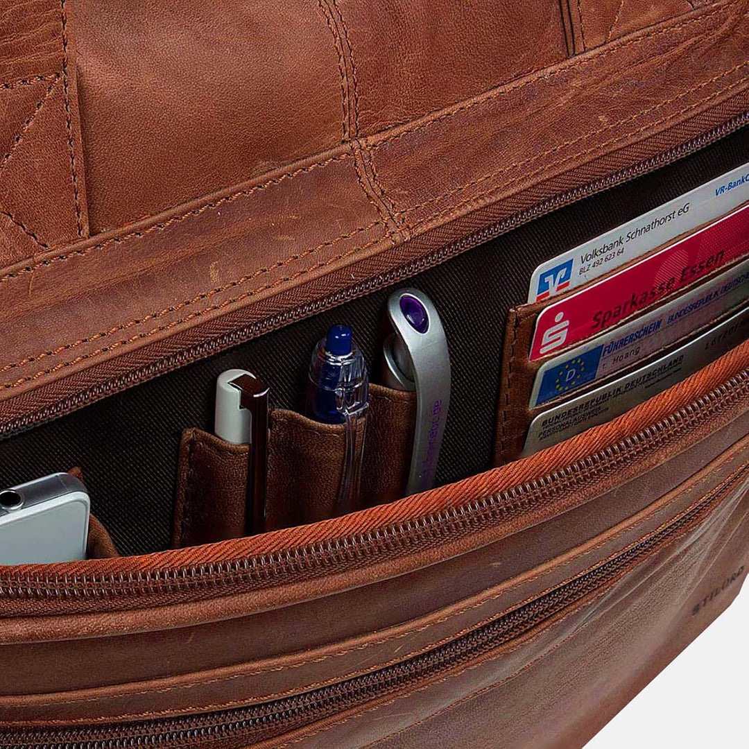 STILORD 'Leopold' XL Echtleder Aktentasche - der verbesserte Geheimtipp für Lehrerzimmer & Büro - Bu