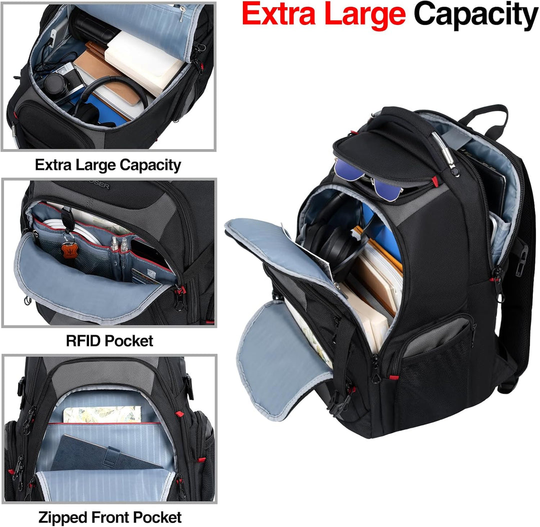 KROSER Laptop Rucksack 17,3 Zoll Reise XL Business Daypack Schwerlast Wasserdicht mit Hartgeschältem